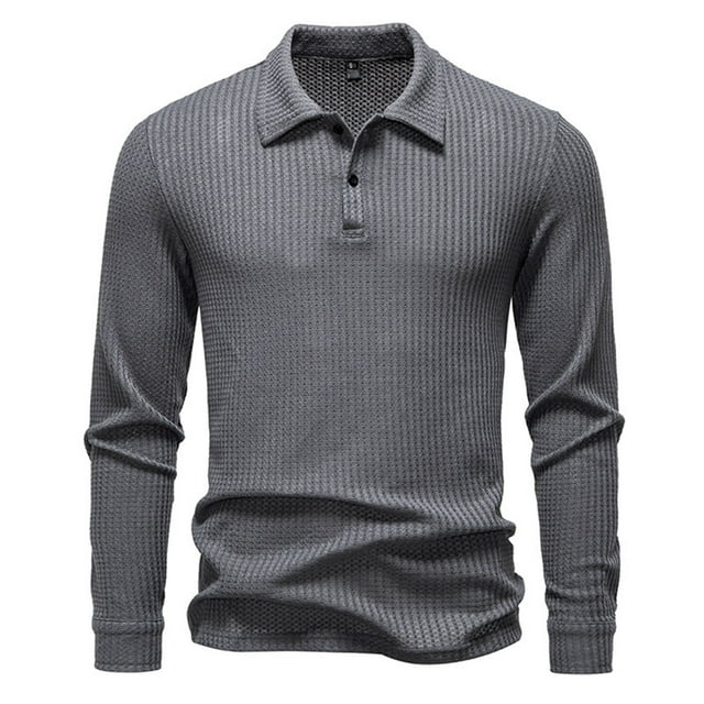 MeetoTime Haut à Manches Longues pour Hommes, Mode, Couleur Unie, Col à Revers, Haut de Bureau, Vêtements pour Hommes