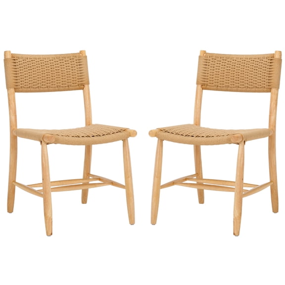 SAFAVIEH Hylos Natural Paper String Solid Dining Bistro Chair, Natural/Light Blonde (Set of 2)