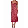 thumbnail image 2 of Women Lace Bodycon Midi Dress Mesh Sleeveless Camisole Dresses Red S, 2 of 10