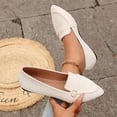 thumbnail image 2 of Women's White Suede Flat Loafers, Casual Slip-On Dress Shoes with Buckle Detail, 2 of 9