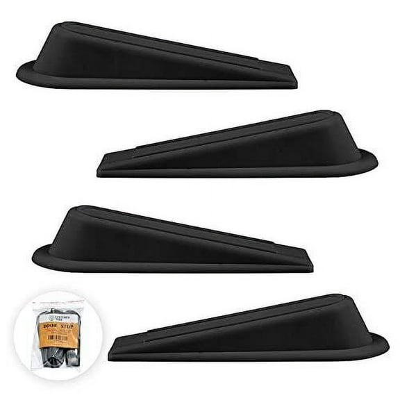 FASTENER TREE 4 Pack Black Door Stop Wedges, 1"H x 4.7"L x 1"W