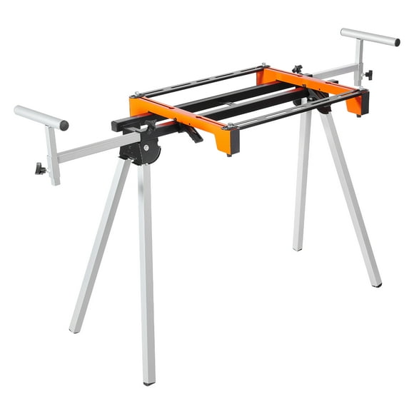 KFFKFF Miter Saw Stand, 300lbs Load Capacity Steel Collapsible Stand for Miter Saw with One-piece Mounting Brackets Clamps, Adjustable Height and Length