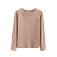 thumbnail image 3 of Bovxnpu Women's Pajama Tops Long Sleeve Crewneck Loose Lounge Top Casual Sleepwear, 3 of 6