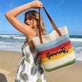 thumbnail image 6 of Beach Tote Bag for Women, Large Woven Straw Shoulder Bag with Colorful Stripes, Summer Vacation Travel and Pool Bag, 6 of 6
