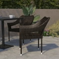 thumbnail image 2 of Flash Furniture Ethan Set of 2 Commercial Grade Stacking Patio Chairs, All Weather PE Rattan Wicker Patio Dining Chairs in Espresso, 2 of 12