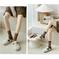 thumbnail image 4 of 5 Pairs Retro Style Colorful Striped Socks, Cute Athletic Crew socks for Women, 4 of 6