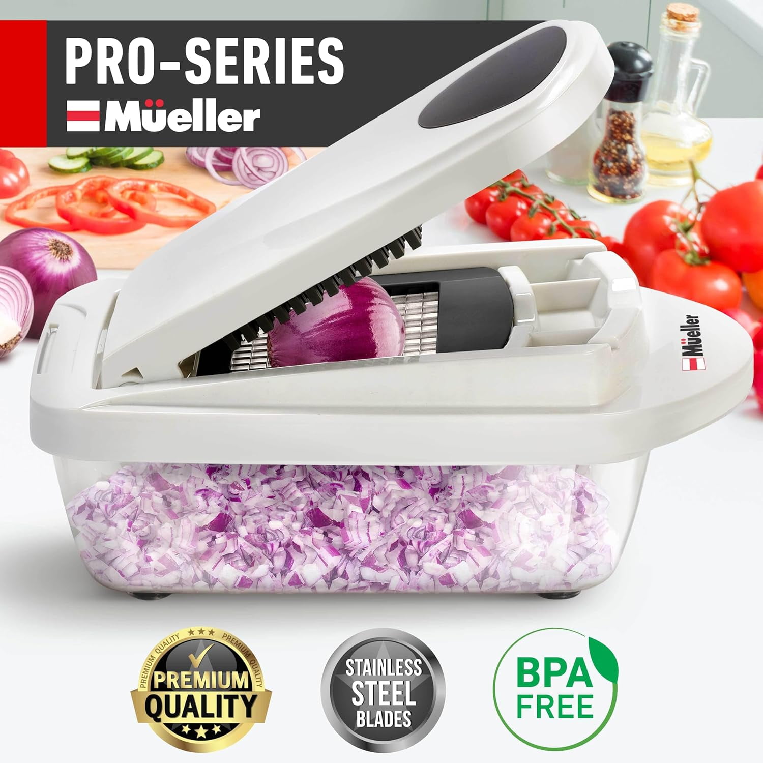 MÜELLERHOME Pro-Series 10-in-1, 8 Blade Vegetable Chopper, Onion