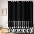 thumbnail image 2 of Black and White Shower Curtains Boho Geometric Triangle Modern Stylish Simple Bathroom Decor Waterproof Polyester Fabric 72x84 Inch Shower Curtains Sets with Hooks, 2 of 6