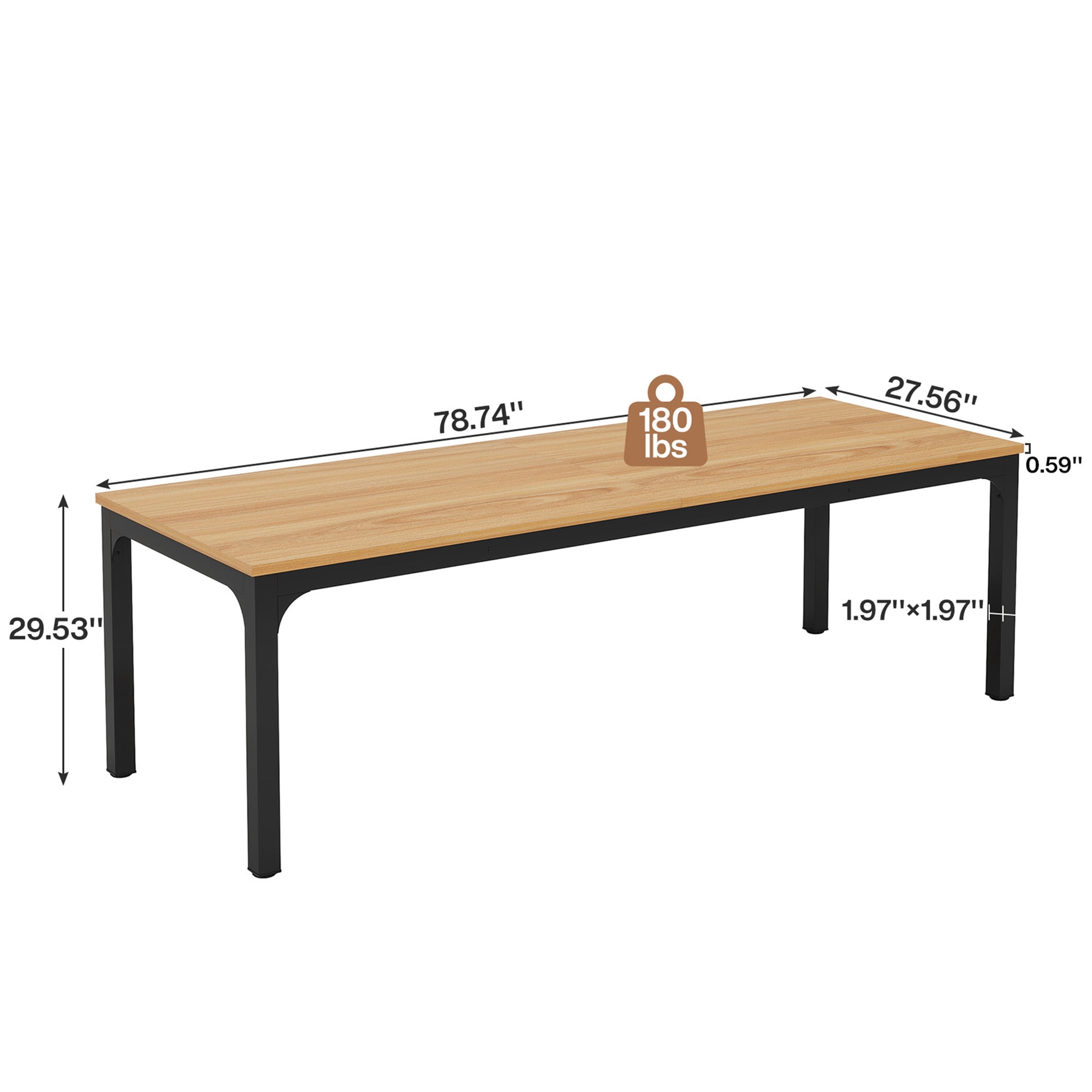 MAYEERTY 78.7" Extra Long Industrial Double Workstation Desk, 2-Person Home Office Desk with Heavy-Duty Metal Frame, 200lbs Capacity MDF Tabletop