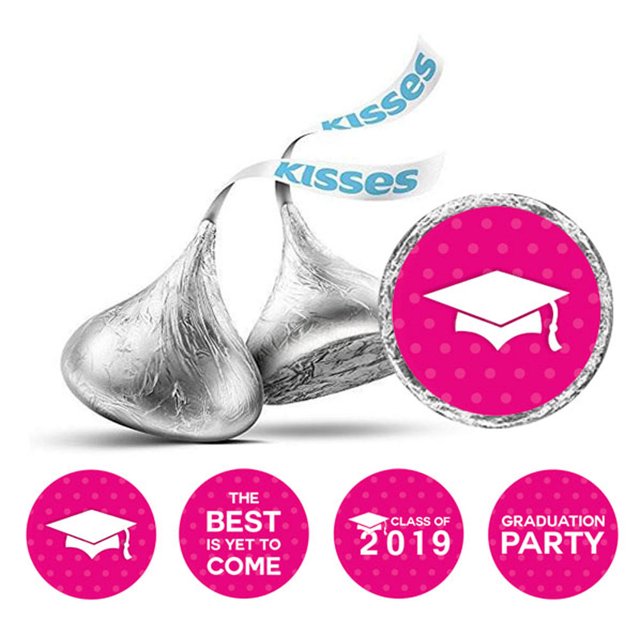 Darling Souvenir Candy 190 Pcs Graduation Theme Stickers DIY Chocolate Labels-Pink