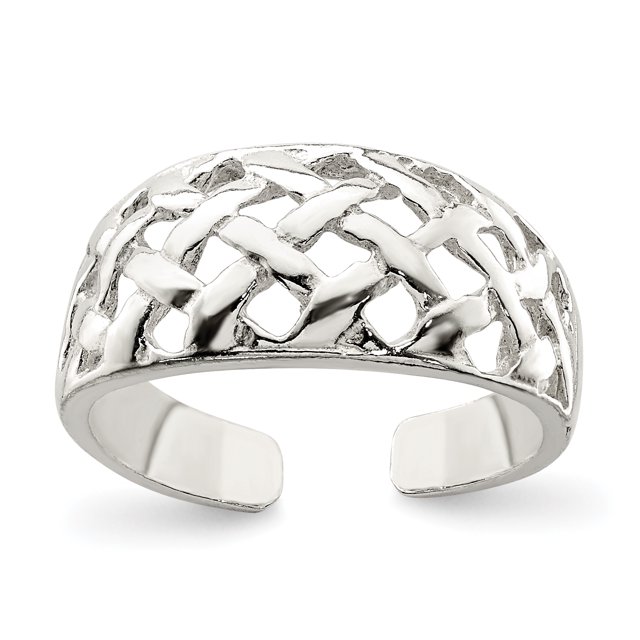 925 Sterling Silver Lattice Adjustable Toe Ring Open Midi