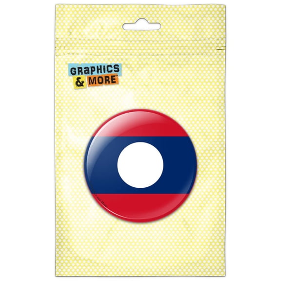 Laos National Country Flag Pinback Button Pin Badge