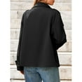thumbnail image 5 of Female Short Trench Coat Oversized Double Breasted Stand Collar Cropped Jacket Fall Casual Work Outerwear Black L, 5 of 10