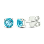 Gemistry Sterling Silver Genuine Round Swiss Blue Topaz Womens Stud Earrings