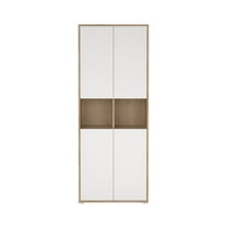 Tvilum Sign 6-Shelf Adjustable Home Office Bookcase with 4 Doors for Adults, Jackson Hickory/White