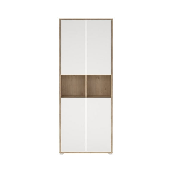 Tvilum Sign 6-Shelf Adjustable Home Office Bookcase with 4 Doors for Adults, Jackson Hickory/White