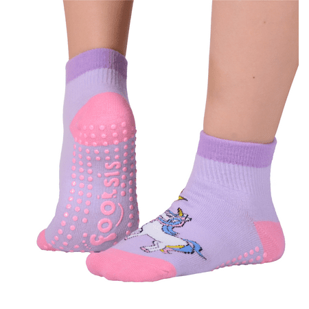 

Footsis Non Slip Grip Socks for Yoga Pilates Barre Home Hospital Mommy and Me classes Unicorn