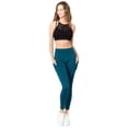thumbnail image 2 of Women's High Waist Pocket Activewear Leggings, Teal, Full Length, M, 2 of 5