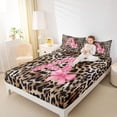 thumbnail image 4 of Homewish Cheetah Print Letter Bed Sheets, Pink Bowknot Monogrammed A King Sheets, Modern Fashion Style Sheet Set, Super Cozy Room Decor, 4-Piece, 4 of 7