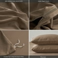 thumbnail image 3 of MooMee Duvet Cover Set Cal-King 100% Washed Cotton Twill Ultra-Soft Breathable Linen Like 3-Piece (Bombay Brown, 104"x98"), 3 of 7