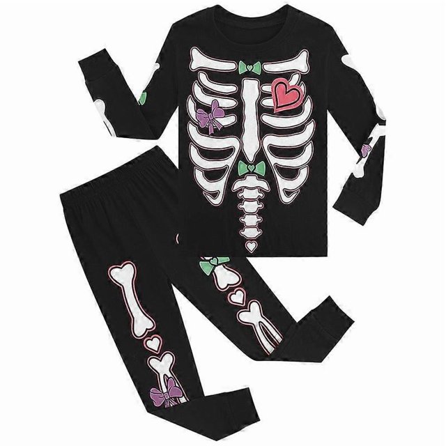 Pijama de esqueleto que brilla en la oscuridad, disfraz de Halloween para niños, a rayas, a cuadros, con luz nocturna, varios tamaños