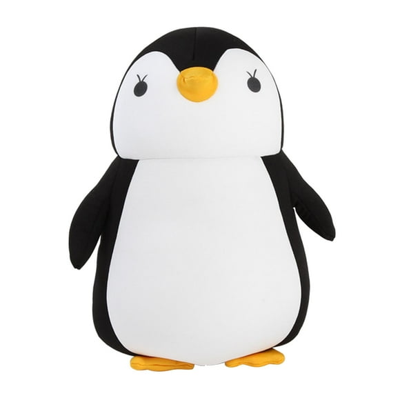 Almohada de viaje deformable en forma de U, cojín para la siesta, reposacabezas, peluche de pingüino de dibujos animados Negro