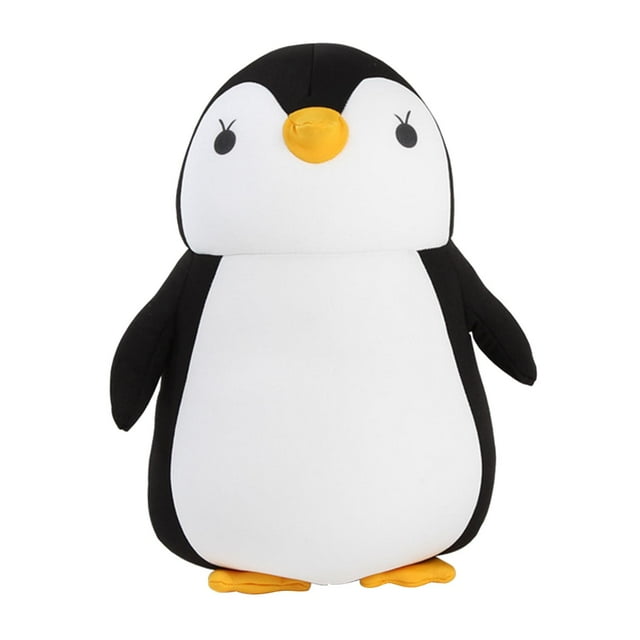 Almohada de viaje deformable en forma de U, cojín para la siesta, reposacabezas, juguete de peluche de pingüino de dibujos animados Negro
