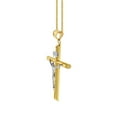 thumbnail image 2 of 14k Two-tone Solid Gold Crucifix Religious Pendant with 2-mm Flat Wheat Chain, 2 of 3