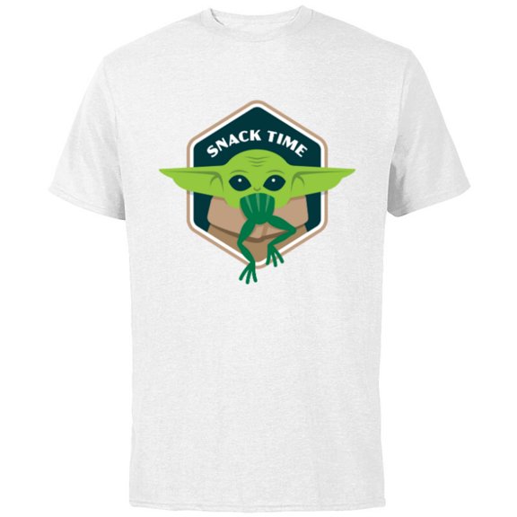 Star Wars The Mandalorian The Child Grogu Frog Snack Time - Short Sleeve Cotton T-Shirt for Adults - Customized-White