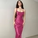 thumbnail image 3 of Vestido de tirantes de corte bajo de satén sedoso para mujer, vestido largo sin espalda, Sexy, informal, dobladillo dividido, cintura alta, ajustado, nuevo, 3 of 5