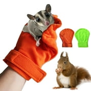 Anvazise Anti-bite Gloves Absorbent Keep Warm Pet Grooming Mitt Small Animals Bonding Mitten for Sugar Glider Hamster Hedgehog Orange