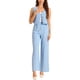 thumbnail image 1 of Conjunto de dos piezas casual de tank top sin mangas de lino con cuello en V y pantalones de pierna ancha para mujer, XL, azul claro, 1 of 6