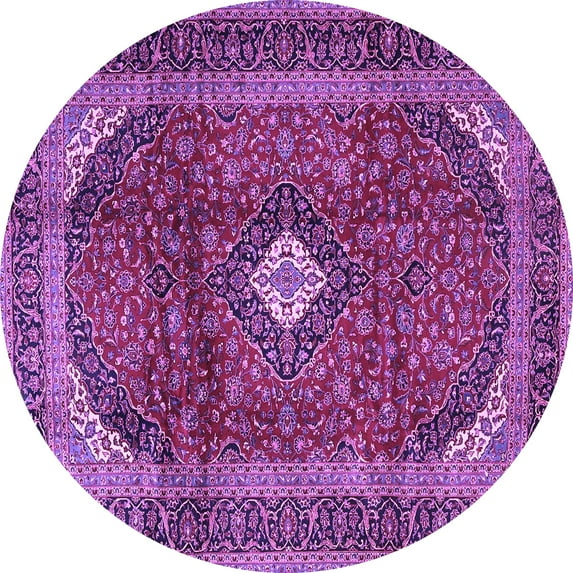 Ahgly Company Indoor Round Medallion Purple Traditional Area Rugs, 3' Round