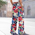 thumbnail image 7 of WTOBBY Women's Summer Floral Print Wide Leg Palazzo Pants Featuring High Waist Elastic Drawstring Casual Design and Pockets for Stylish Outfits ,Watermelon Red M, 7 of 7