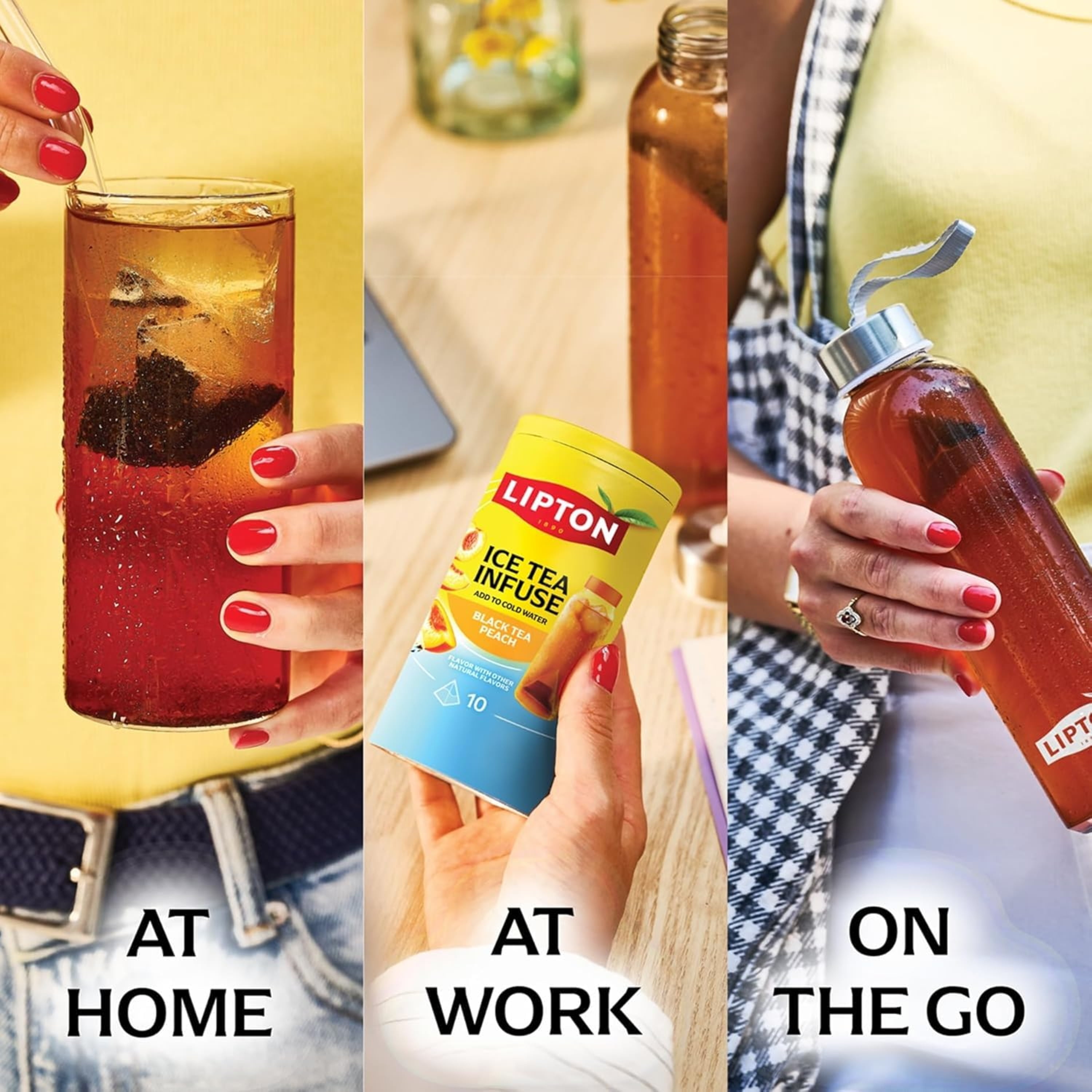 Lipton Iced Tea Infuse Peach Black Tea Cold Brew Bags, 10 ct (Pack of 3)