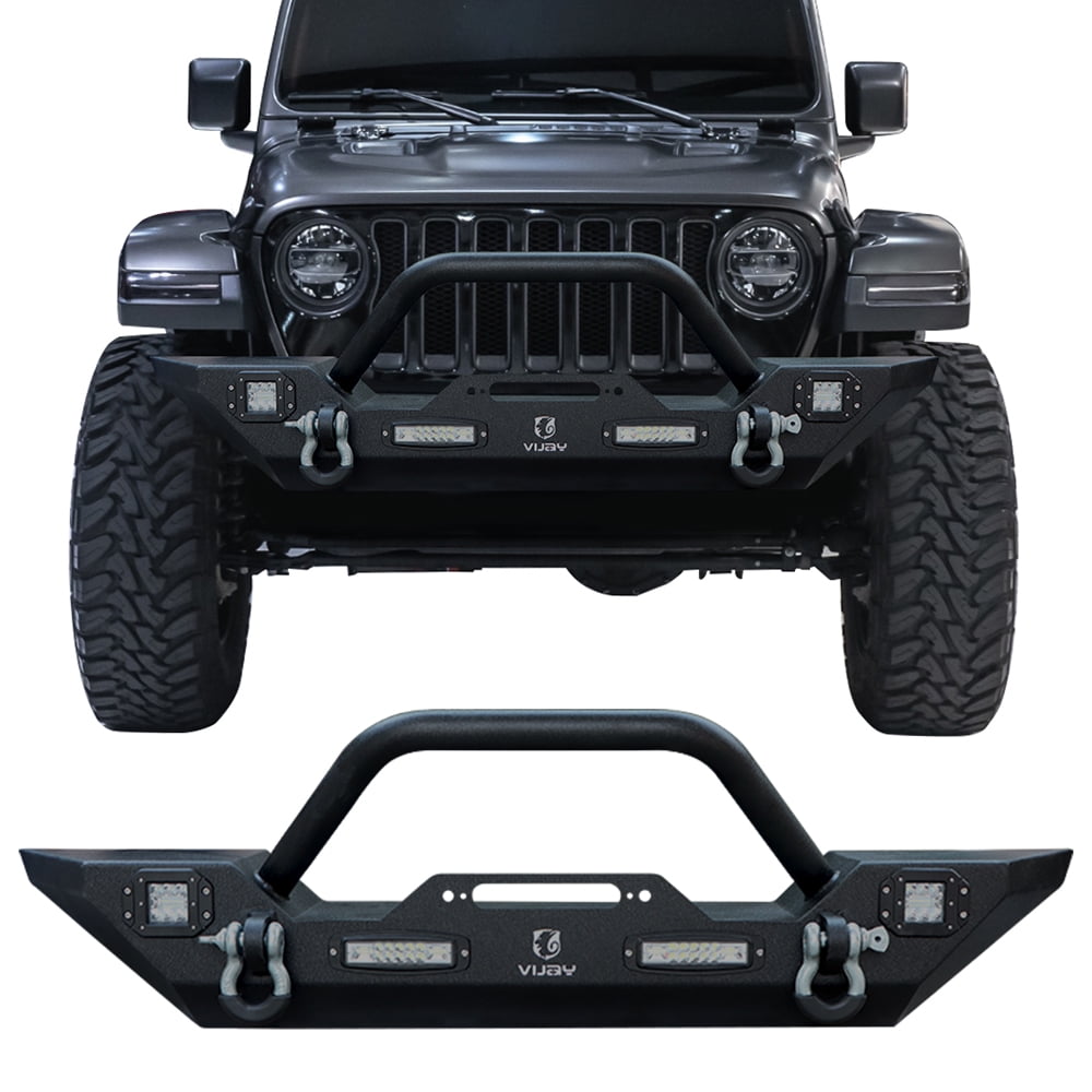 Vijay Steel Front Bumper Fits 2018-2022 Jeep Wrangler JL/JLU With Winch  Seat and LED Lights 