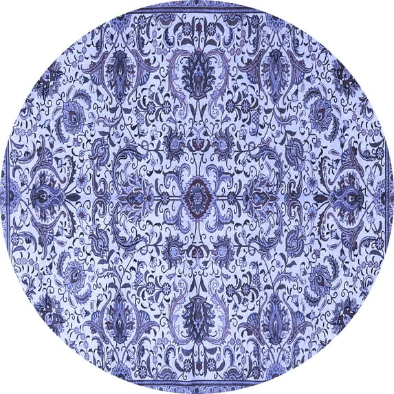 Ahgly Company Machine Washable Indoor Round Persian Blue Traditional Area Rugs, 5' Round