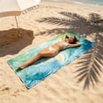 thumbnail image 2 of Tropical Beach Towel with Storage Bag 55x31 Inches, Drawstring Integrated Portable Beach Blanket for Swimming Vacation Camping Travel, Beach Accessory, 2 of 6