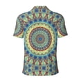 thumbnail image 4 of Rocae Round Mandala1 for Men's Short Sleeve Polo Shirt, Quick Drying Performance Moisture Wicking Sports Men's Golf Shirt Medium, 4 of 9