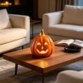 thumbnail image 3 of Sahpxhe Ceramic Pumpkin LED Night Light with Hollow Face for Halloween Fall Tabletop Decor, 3 of 4