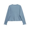thumbnail image 6 of Women's Casual Fashion Solid Color Short Sweater Ruffled Top for Fall Winter Feminine Touch,Light Blue,M, 6 of 7