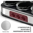 thumbnail image 3 of Triple Slow Cooker with Lid Rests, Breakfast Buffet Servers and Warmers with 3 X 1.5Qt, Tempered glass lids & 3 Adjustable Temp, Dishwasher Safe, Stainless Steel, 3 of 6