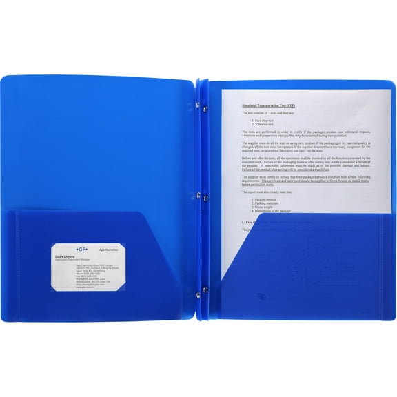 Business Source, BSN20886, 3-Hole Punched Poly Portfolios, 1 Each, Blue