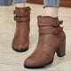 thumbnail image 2 of NECHOLOGY Botas Mujer Adulto Femenino Zapatos Botines de mujer Tacones pesados Botas grandes de otoño e invierno Botas de moda Tacones altos para mujer Botines cálidos para mujer (Brown, 8.50), 2 of 5
