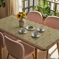 thumbnail image 3 of Boho Geometric Abstract Floral Table Cloths for 5 Foot Rectangle Tables, Vintage Ethnic Flower Textured Patio Waterproof Elastic Fitted Tablecloths, Washable Rectangular Table Cover for Camping, 3 of 8