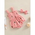 thumbnail image 3 of Wassery Infant  Baby Girls Outfit Sleeveless Sling  Romper Fruit Print Bodysuit  Summer One Piece Clothes with Headband 0-18M, 3 of 9