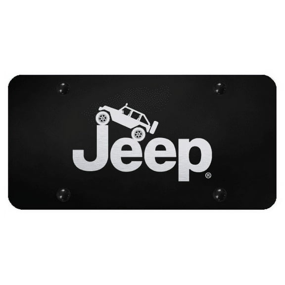Jeep Climbing Laser Etched Logo License Plate (Black)