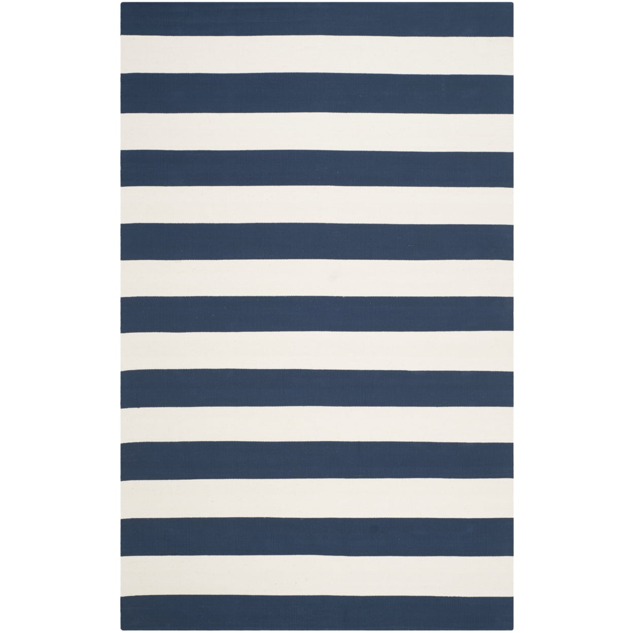 SAFAVIEH Montauk Saranna Geometric Cotton Area Rug, Navy/Ivory, 5' x 5' Square