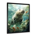 thumbnail image 2 of Designart "Manatee Grace Green Majesty I" Animals Framed Wall Art - Coastal Green Coastal Animal Bedroom Framed Canvas Wall Art, 2 of 6