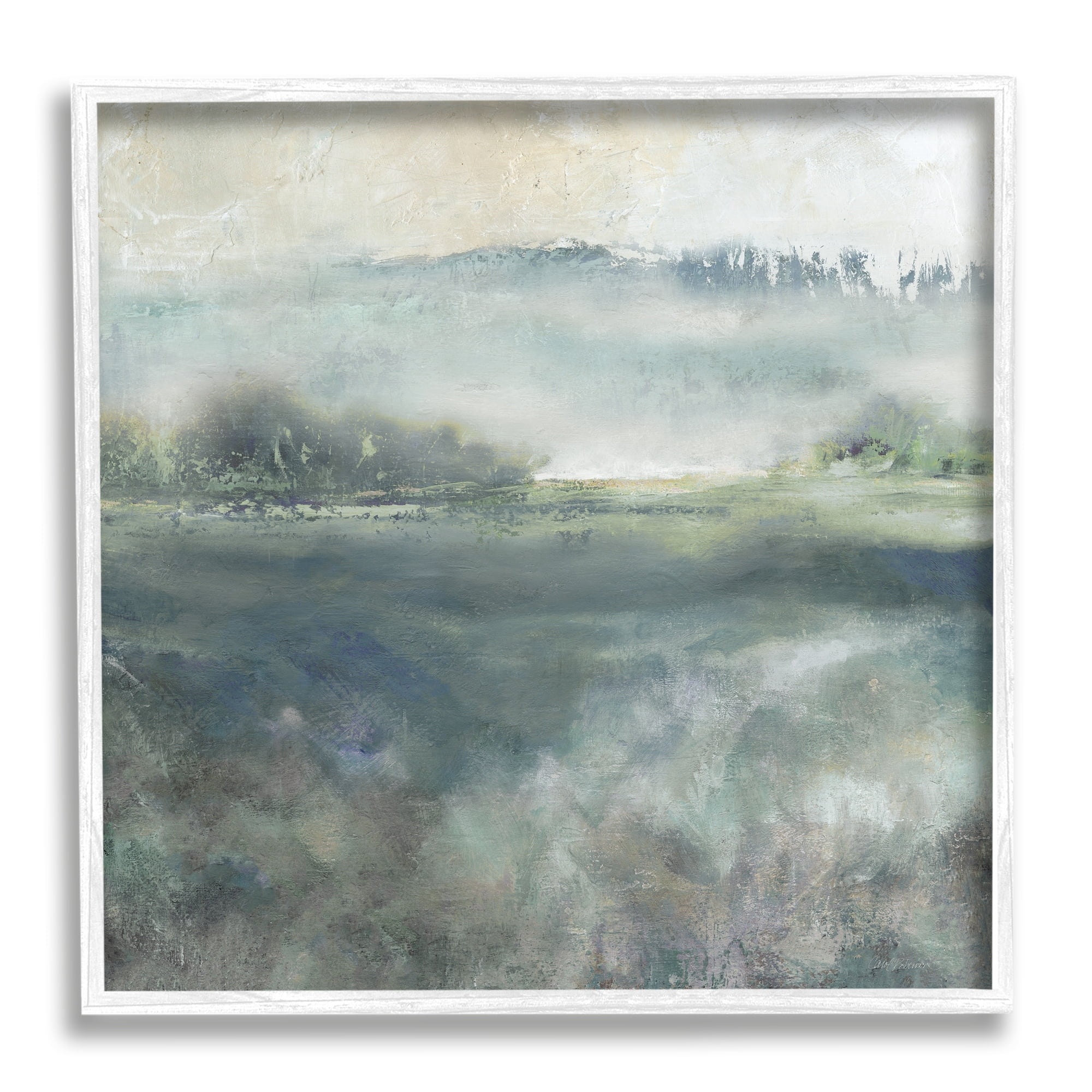 Stupell Industries Misty Landscape Painting Abstract Weather Vegetation Painting White Framed Art Print Wall Art, Design by Carol Robinson